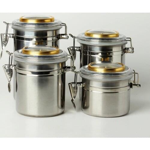 RU- MUXIANG Stainless Steel Humidor Humiditer Jar For Cigar Taobacco Coffee Bean Candy Integrated Hygrometer Round Humidifiter