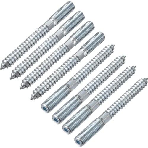 Uxcell 8-10pcs M8 M10 Thread Hanger Bolt Double Headed Bolt Self-Tapping Screw Length 118mm 80mm 98mm 100mm for Furniture