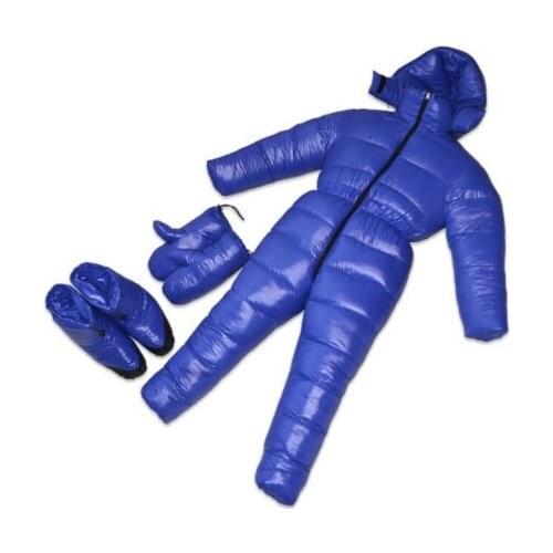 High Quality Customized 3000g White Goose Down Filling Siamese Down Jacket Polar Adventure Thermal Warm Waterproof Down Suit