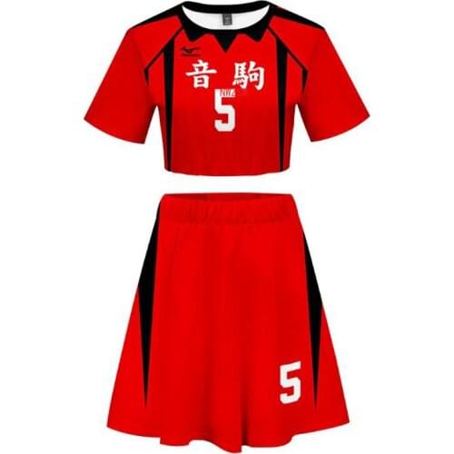 Japan Anime Haikyuu Cosplay Costume Nekoma High School Kozume Kenma Kuroo Tetsurou Sexy 2 Piece Set Women Skirt and Top Outfits