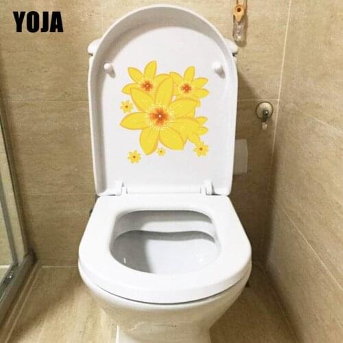 YOJA 19.6*22.5CM Gorgeous Flower Cartoon Art Childern Room Decoration WC Toilet Seat Sticker T1-0493