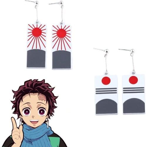 Demon Slayerkimetsu no yaiba Earrings Kamado Tanjirou Earings 1pc Wholesale Aesthetic Pendientes Earing for Women
