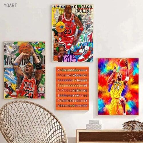 Famous Basketball Player Canvas Art Posters and Prints Abstract Figure Paintings Modern Minimalist Home Living Room Decoration