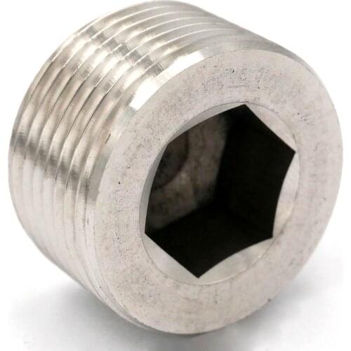 1" NPT Male 304 Stainless Steel Countersunk End Plug Internal Hex Head Socket Pipe Fitting 357 PSI