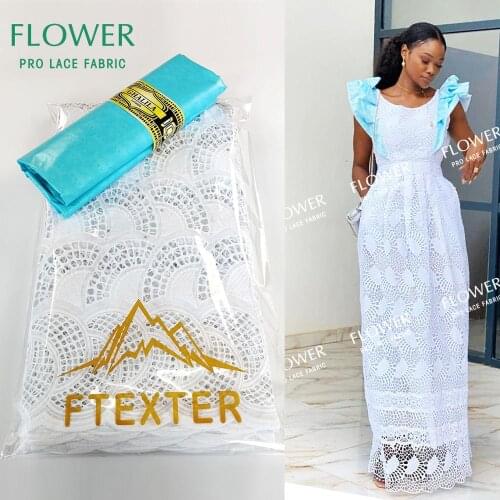 2.5 +2.5 Yards Latest Style Bazin Riche Broder With Guipure Swiss Voile In Switzerland For Congo Women Sewing Clothing Dry Lace