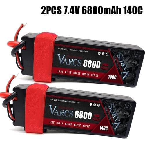 2PCS VARCS RC Lipo Battery 2S 7.4V 6800mAh 140C/280C HardCase for RC 1/8 /10 Car Off-Road Buggy Truck Boats Drone Salash Parts