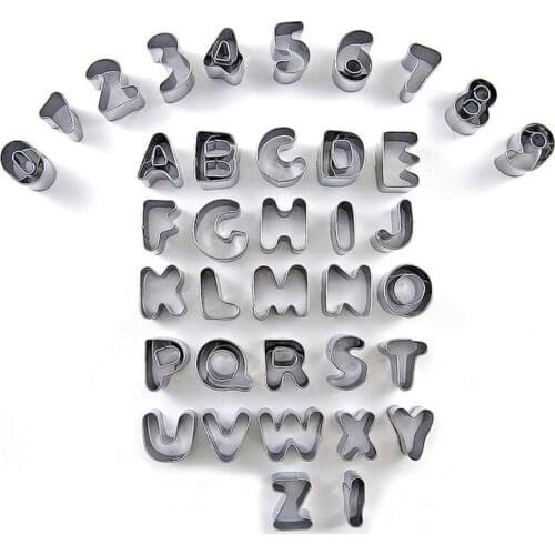 37Pcs Alphabet and Number Cookie Cutters Set Stainless Steel Small Mold Tools Mini Fondant Biscuit Cake Fruit Vegetables Mould