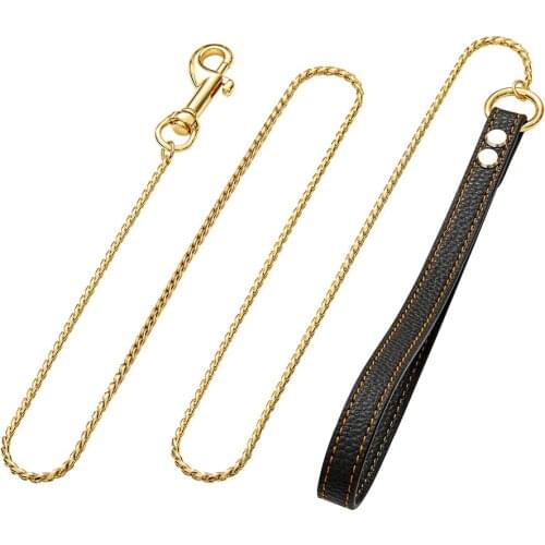 4MM Wide Stainless Steel Pet Chain Unbreakable Sturdy Chewy 18k Gold Plated And Silver Dog Leash For Large Medium Small Dogs