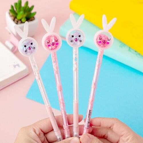 40pcs Cute Rabbit Gel Pen 0.5mm Black Ink Pen Korea Stationery Creative Cartoon Animal Gel Pens Kawaii School Supplies Wholesale
