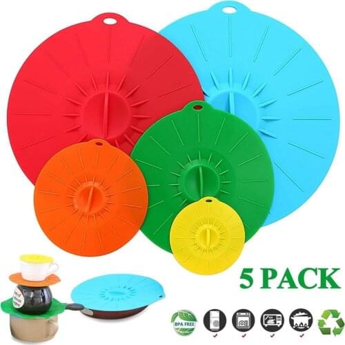 5PCS Fresh-keeping Lids Silicone Sealed Suction Lids Anti-overflow Cover Microwave Oven Bowl Lid Vacuum Keep Fresh Cover Lids