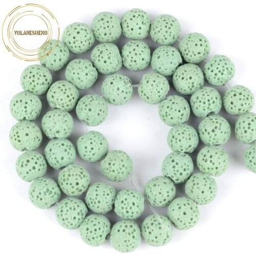 A+ Natural Green Volcanic Lava Stone Round Beads Loose Spacer Beads For Jewelry Making Diy Bracelet Accessories 6/8/10/12mm 15