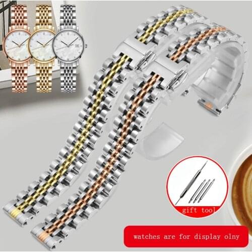 Watch Accessories Stainless Steel Wristband Silver Gold Black Strap Butterfly Buckle For CK DW Armani Metal Watch Chain 20 22mm