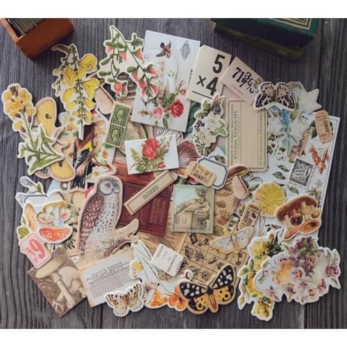 DIY scrapbooking vintage no adhesive material fabric flower and bird series photo junk album journal happy planner decoration