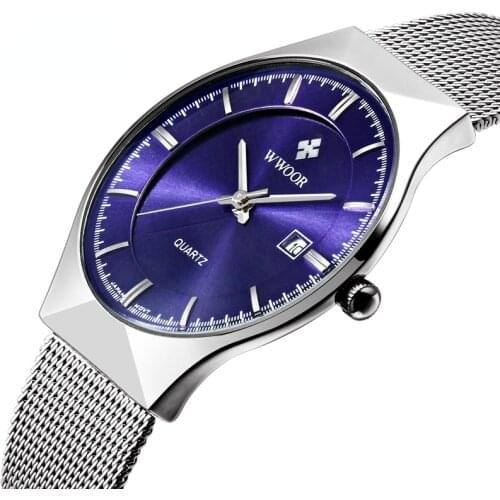 New watch men Luxury Ultra-thin Casual mens watch Blue Waterproof Stainless Steel Quartz Auto Date Fashion watches mens 2021