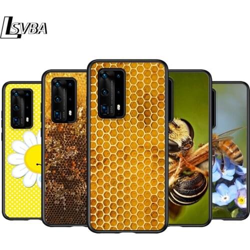 Black Cover Fashion Honey Bee for Huawei P40 P30 P20 P10 P9 P8 Pro Lite 4G 5G 2019 2017 Plus Mini Phone Case