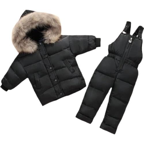 -30℃ Children Down Clothing Sets 2021 Kids Winter Down Jacket Toddler Girls Warm Overalls 0-4 Years Baby Boys Down Coat