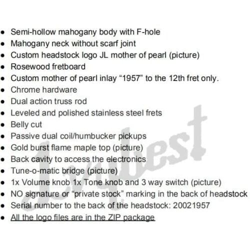 Customized body shape and headstock shape 6 string electric guitar,1957 lettters 12th fret inlay,rosewood fingerboard,own logo