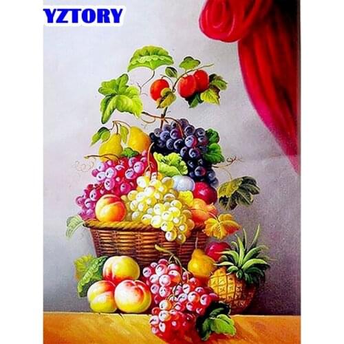 GATYZTORY DIY Diamond Embroidery Fruit Basket Crystals Full Diamond Mosaic Picture Pasted Cross Stitch Needlework Room Decor 40X