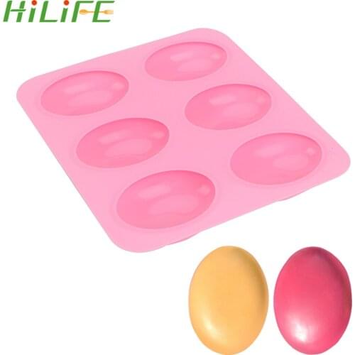 HILIFE 6 Slots Silicone Soap Mould Handmade Jelly Maker DIY Cake Decorating Oval Shape Fondant Cake Mold Bakeware Baking Tool