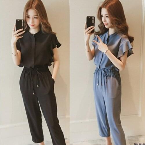 Large Size Fat Sister Suit 2021 Summer New Korean Style Plump Girls Flab Hiding Western Style Youthful-Looking Two-Piece