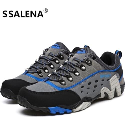 Men Outdoor Trekking Hiking Shoes Male Leather Breathable Shockproof Sneaker Men Mountain Comfortable Sneaker AA51856