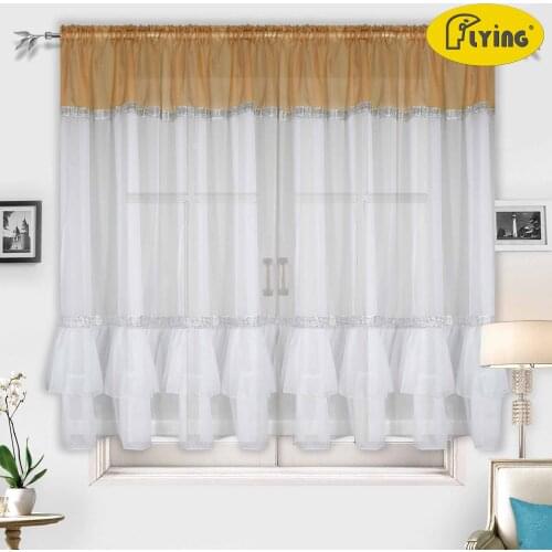 Flying Tulle Curtain For Bay Window Perspective Voile Living room Curtains Geometric Printed Solid Sheer