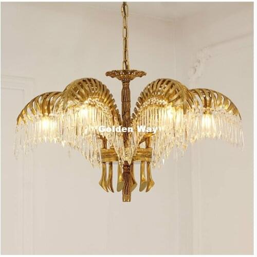 Copper Large Crystal Chandelier Crystal Decora Bronze Crystal Chandelier Light Copper Home Lighting Gold Chandelier Hanging Lamp