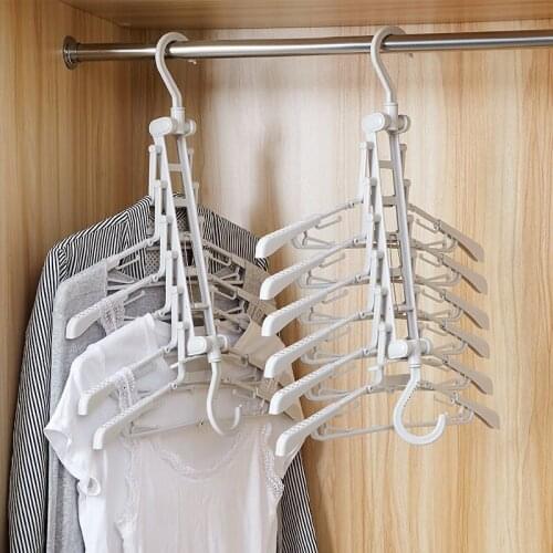 Multifunctional Clothes Hanger Storage Rack Trousers Rack Household Clothes Drying Rack Multi-layer Folding Clothing Storage