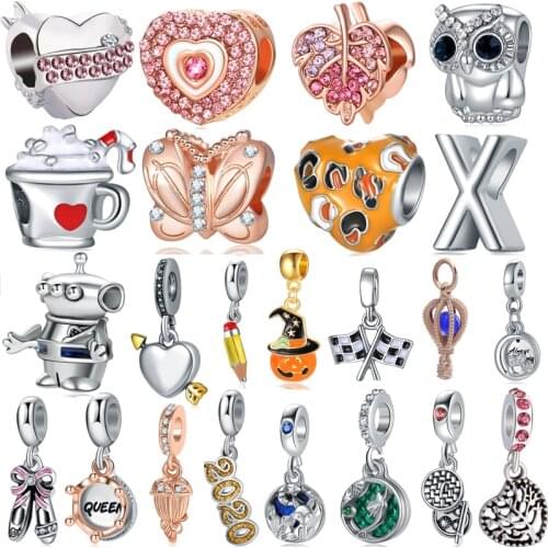 2020 Fashion Letters Hearts Ice Cream Pendants Fit Charms Bracelets & Bangles for Women Silver Color Monkey Butterfly DIY Beads