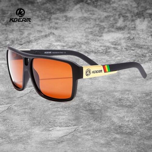 KDEAM Square Polarized Sunglasses Men Fashion Brand Classic Unisex Mirror UV400 Fishing Sun Glasses With Free Box