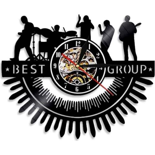 Music Vinyl Record Wall Clock Best Group Wall Art Decor For Living Room Bedroom Musical Band Sysmbol Clock Unique Gifts