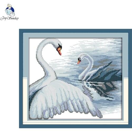 Joy Sunday Animal Style Swan D819 Cross Stitch Kits 14CT 11CT Counted and Stamped Crafts Home Decoration Factory Wholesale