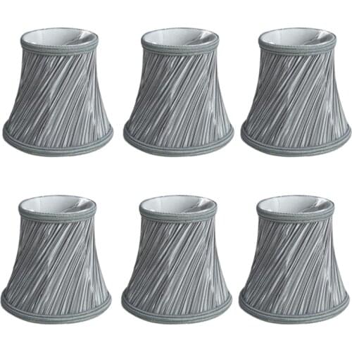 Set of 6 Gray Clip on Lamp Shade Kit Little Upright Candle Chandelier Drop Light Lampshade