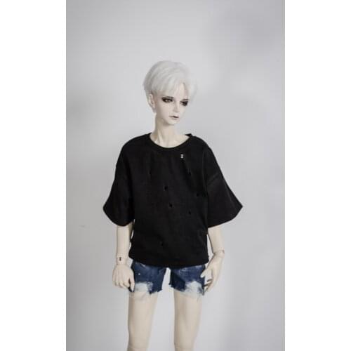 BJD doll clothes is suitable for 1/3 1/4 size casual holed round neck short sleeve T shirt 2 color doll accessories