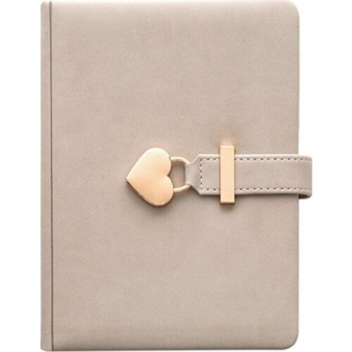 Notebook Personal Diary with Lock Heart Shaped Key PU Leather Note Book for Weekly Planner School Stationery
