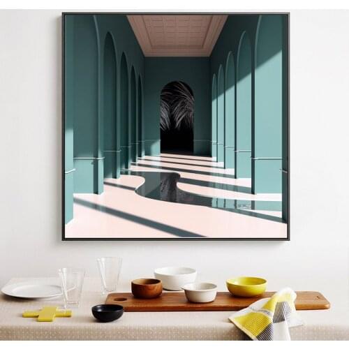 Morandi Nordic Luxury Canvas Paintings Hallway Decorative Painting Prints Oil Painting Architectural Space Art Painting Posters