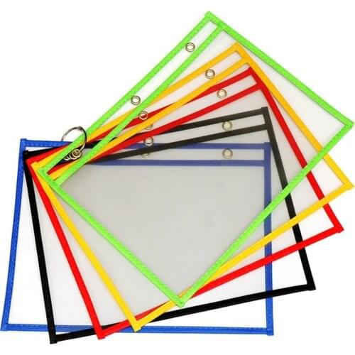 10PCS School Supplies, Side-Opening 3-Hole Dry Erase Bag, Dry Erase File Bag, Teaching Aids, Reusable