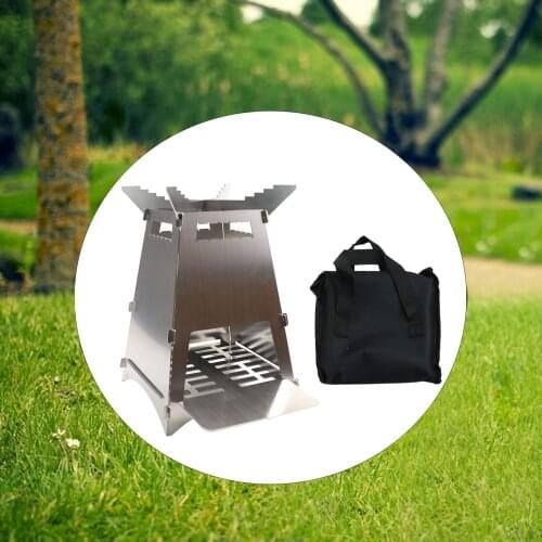 Foldable Wood Stove Camping Cooking Backpacking Outdoor with Carry Bag