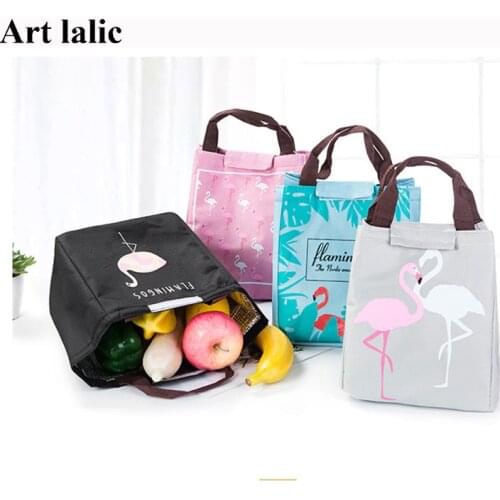Food Storage Bag Flamingo Waterproof Picnic Dinner Cold Insulation Lunch Toe Bag Fruit Container for Kids Students