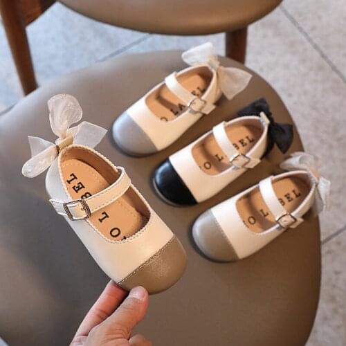 Girls Princess Shoes Autumn 2021 New Childrens Soft-soled Leather Shoes Shallow Mouth Baby Bow-knot Single Shoes Fashion Sweet