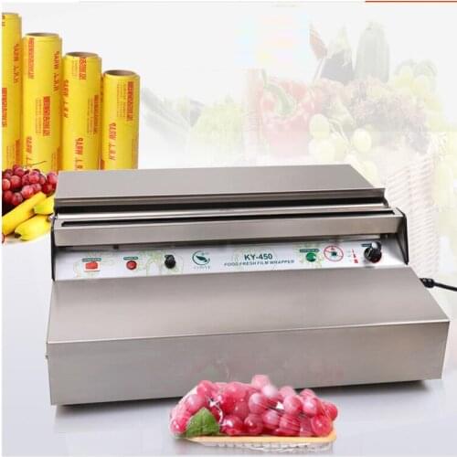 Plastic Wrap Packaging Machine 220V Supermarket Fruit Vegetable Stainless Steel Sealing Film Machine KY-450