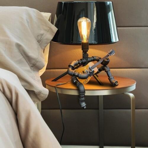 Vintage Water Tube Table Lamp Creative Robot Bar LOFT Cafe Bedroom Lamp Retro Industrial Country home art deco Led table lantern