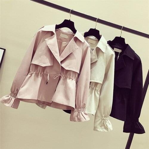 Short Windbreaker Womens Fashion Harajuku Casual Loose All-match Slim-fit Jacket Ladies Drawstring Lapel Tops 2021 Autumn New