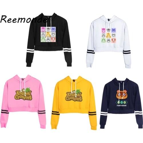3D Animal New Leaf Hoodie Sweatshirts Crossing Girls Women Summer Harajuku Sexy Cropped Hoodies Hooded Pullover Hooded Coat Tops