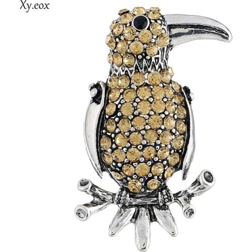 1pcs Lovely Woodpecker Shape Brooches Enamel Crystal Jewelry Clothes Accessories