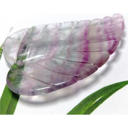 1pcs Natural Crystal Rainbow Fluorite Leaf Pendant Healing Crystal fluorite Necklace health energy stones And Minerals For Lady