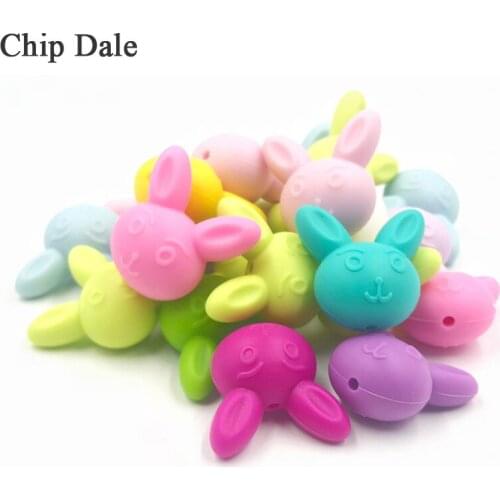 10Pcs Rabbit Silicone Teether Beads DIY Teething Necklace Bracelet Silicone Food Grade Non-toxic Silicone Toy Accessories