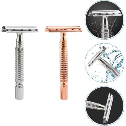 2PCS Double-edged Safety Sharp Shaving Razor Old Style Manual Beard Shaver Traditional Shaver for Travel Home