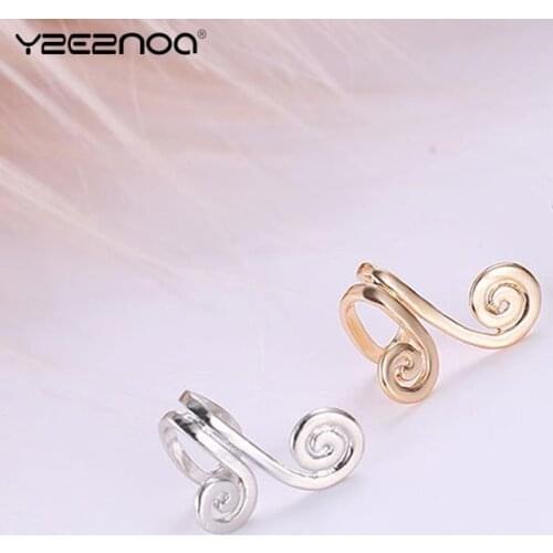 2021 Fashion Trend Body Jewelry Double Spiral Gold Tone Fake Nose Ring Silver Color Trendy Clip On Ear Cuff