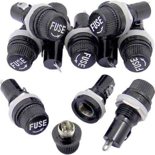 5 Pieces / Set of Durable Fuse Mounting Base Panel Mounting Nut Fuse Base, Suitable for Glass Tube Fuse 5x20mm / 6x30mm